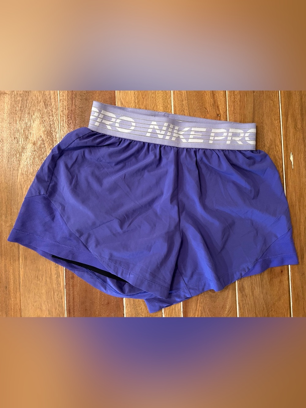 Nike‎ Pro Dri-FIT Womens Purple Training Athletic Shorts XS Logo Waistband